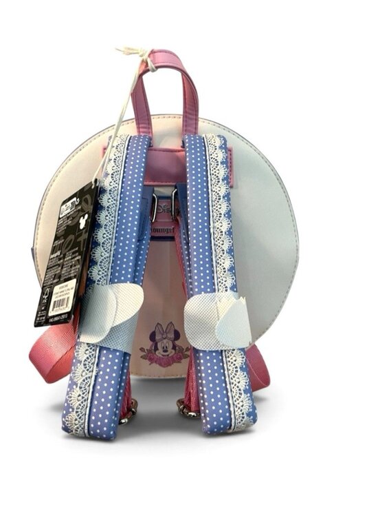 Minnie Mouse Floral and Lace Mini Backpack Round Embroidered Roses Dots NWT